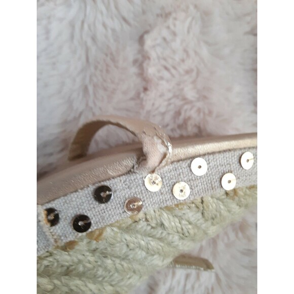 Victoria Secret Colin Stuart Gold Beige Lace Up Women Wedge Heels Size 9 - Picture 9 of 12